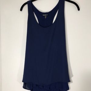 Express Navy Layered Tank Top Zippered Back